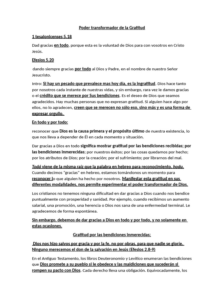 poder transformador de la Gratitud | PDF | Gratitud | Jesús
