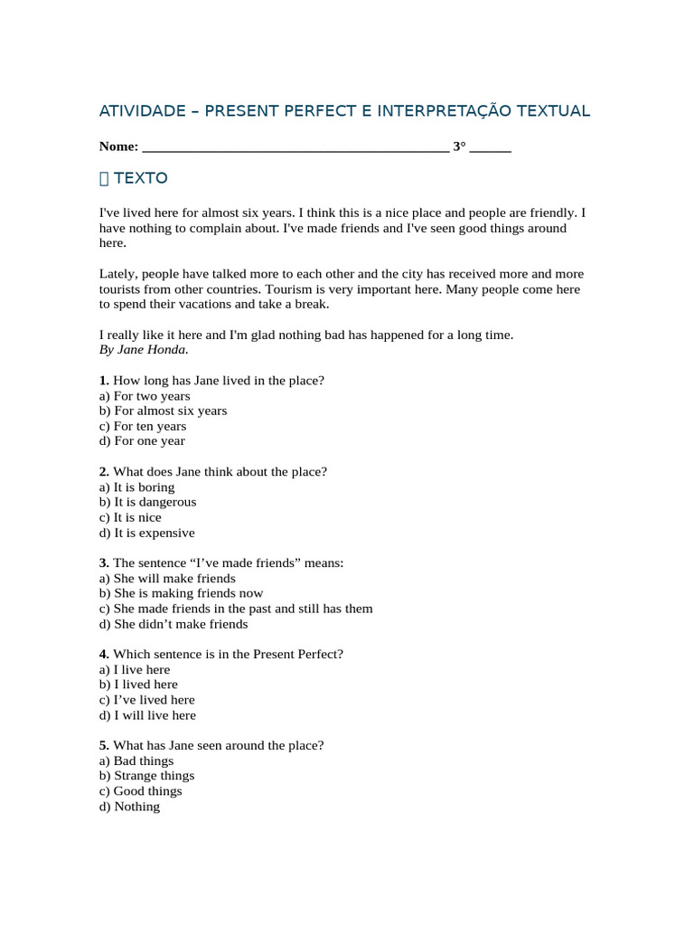 Present Perfect Text | PDF
