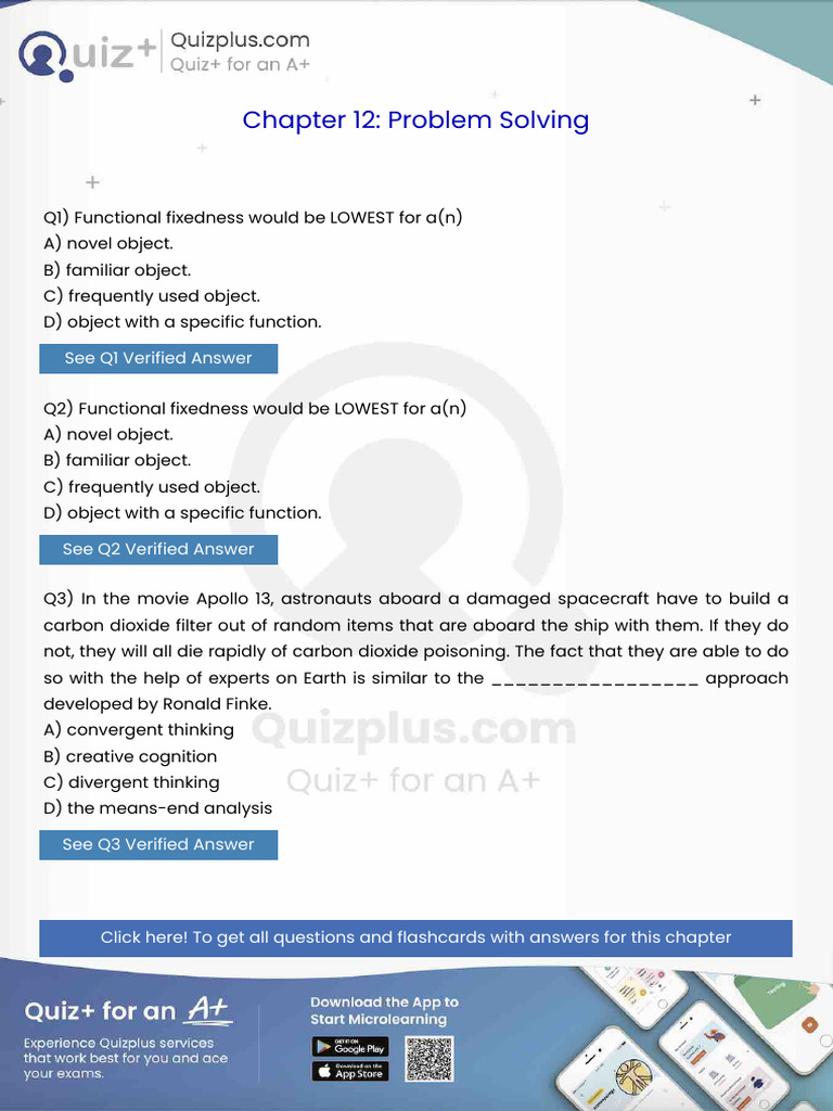 Functional Fixedness Would Be Lowest for An | PDF | Memory | Cognition