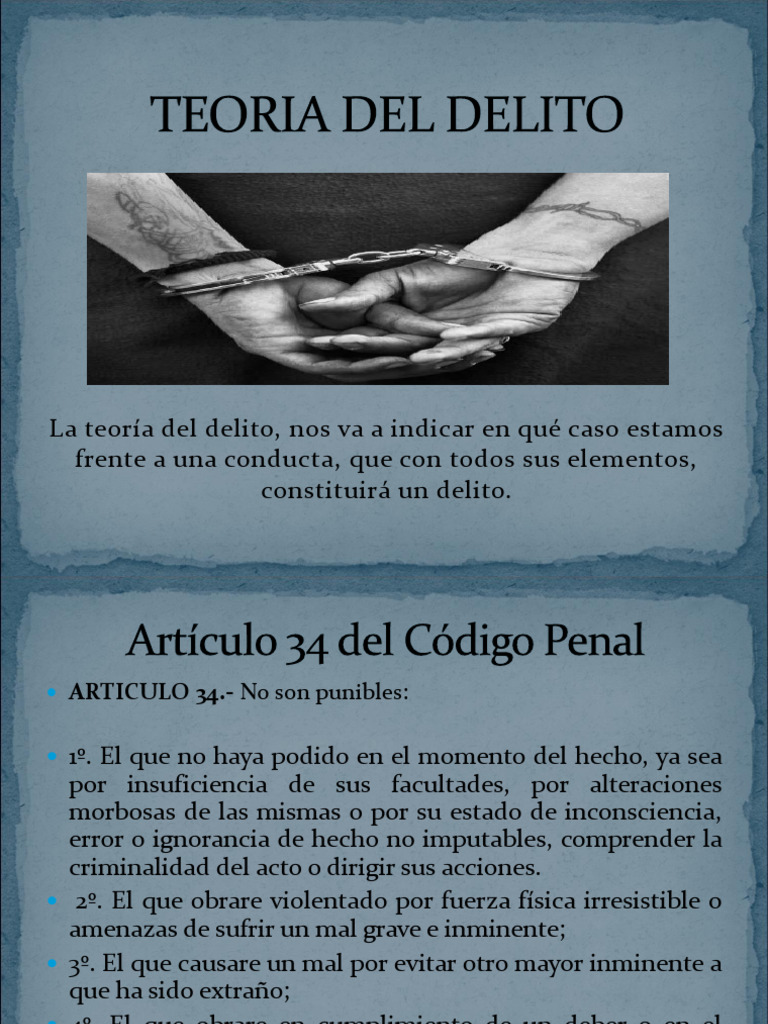 Teoria Del Delito | PDF | Intención (Derecho Penal) | Derecho penal