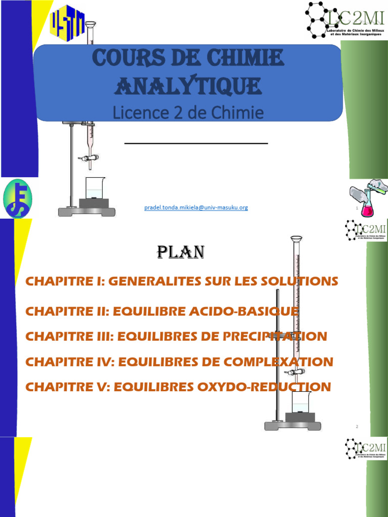 Cours de Chimie Analytique L2 C - en Cours | PDF | Concentration ...
