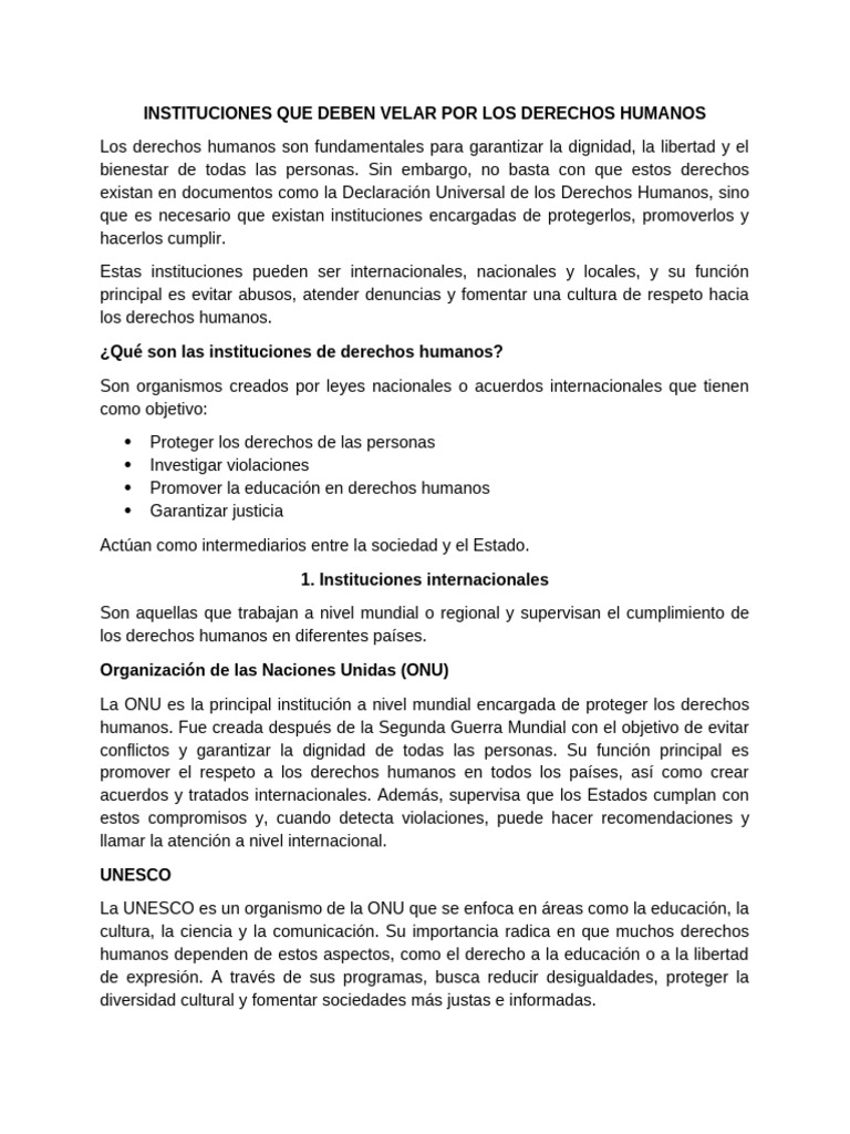 Instituciones Que Deben Velar Por Los Derechos Humanos | PDF | Derechos ...