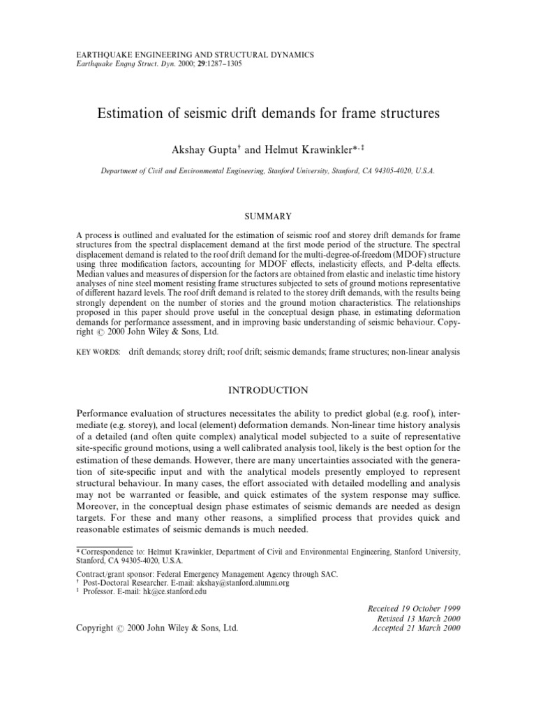 2000- Gupta- Estimation of Seismic Drift Demands for Frame Structures ...