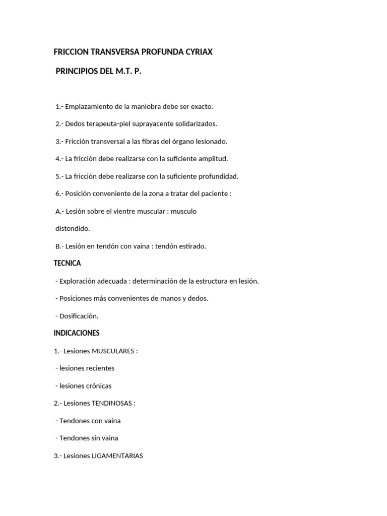 FRICCION TRANSVERSA PROFUNDA CYRIAX | PDF