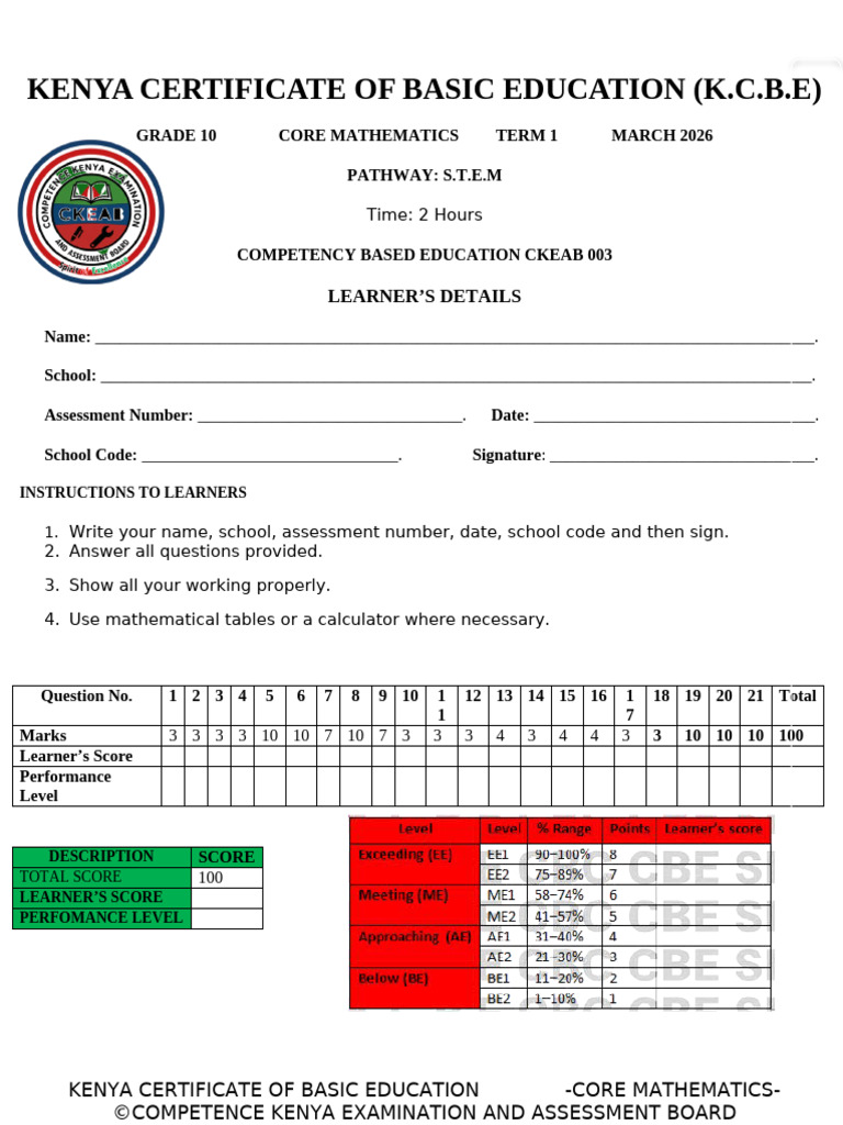 Grade 10 Core Mathematics | PDF | Volume