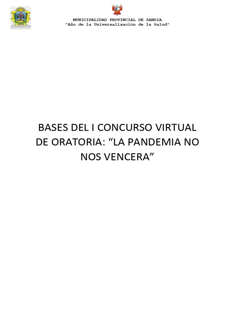 Bases Del Concurso de Oratoria Ficha de Inscipcion | PDF
