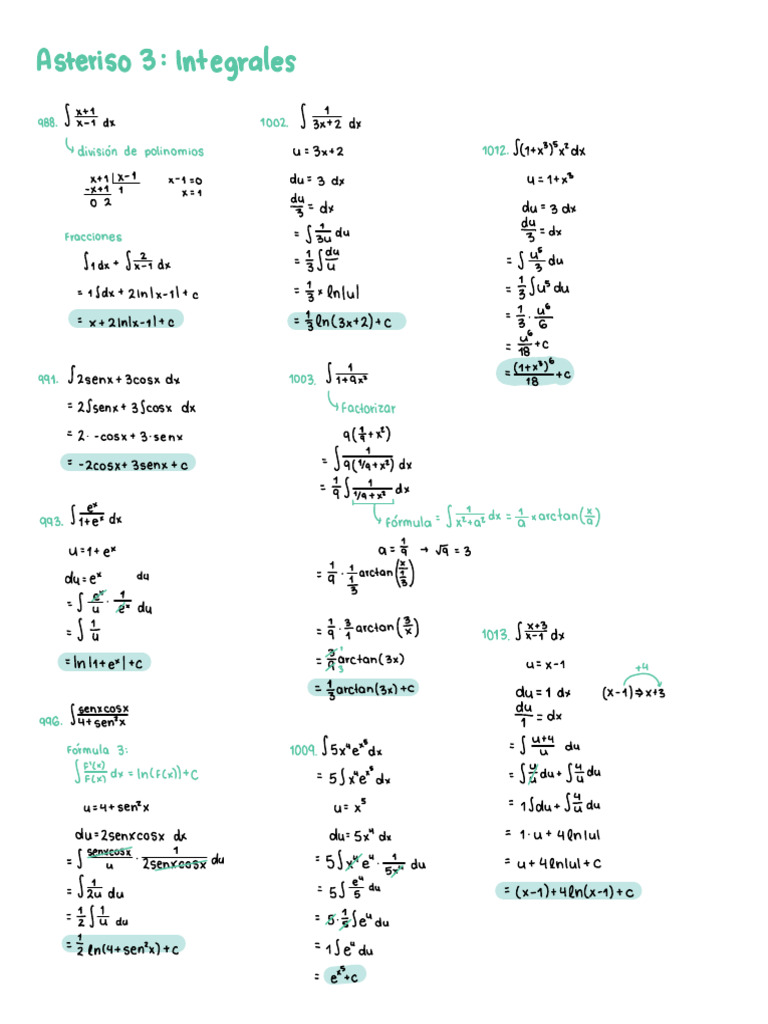 Práctica de Integrales con todos los métodos | PDF
