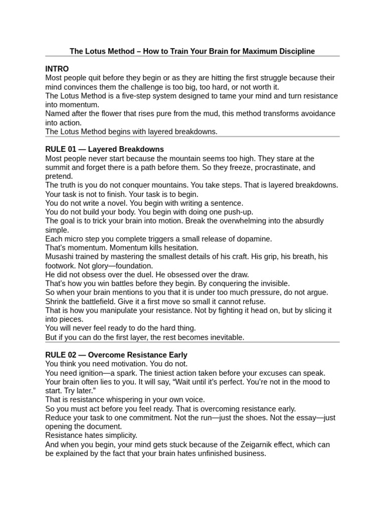 The Lotus Method – How to Train Your Brain for Maximum Discipline | PDF ...