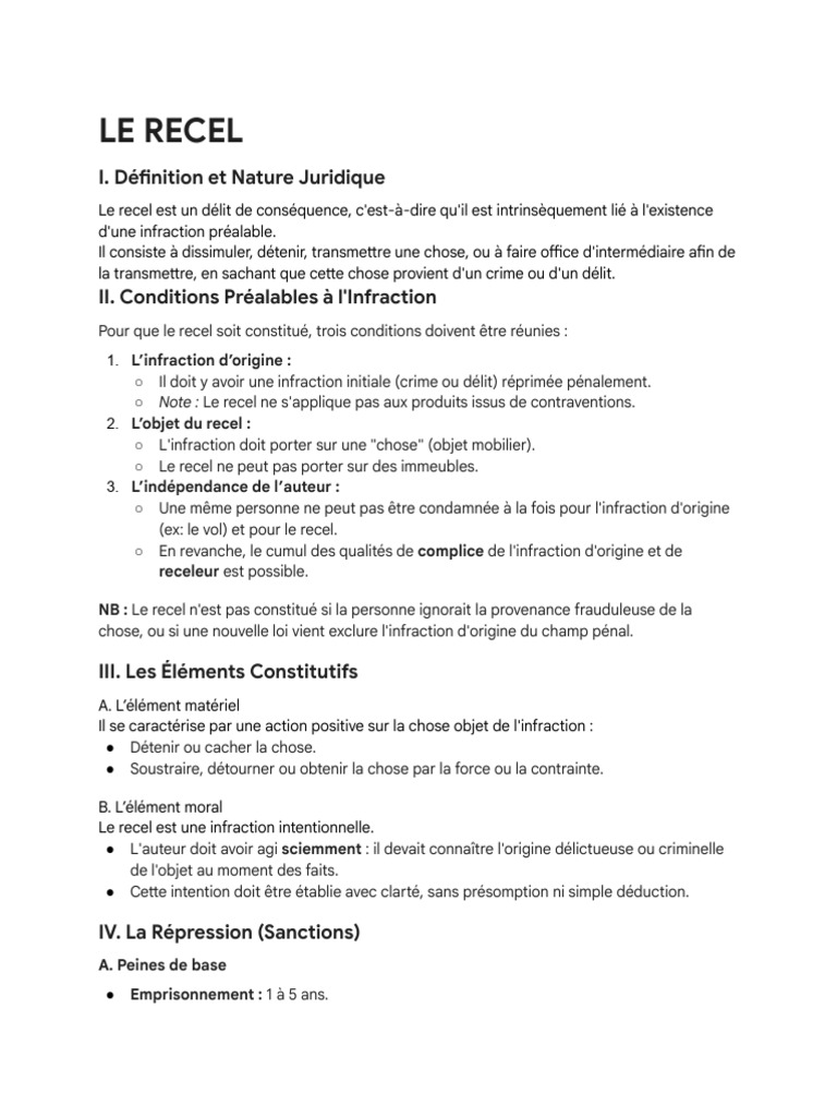 Le Recel | PDF | Crimes | Crime et violence