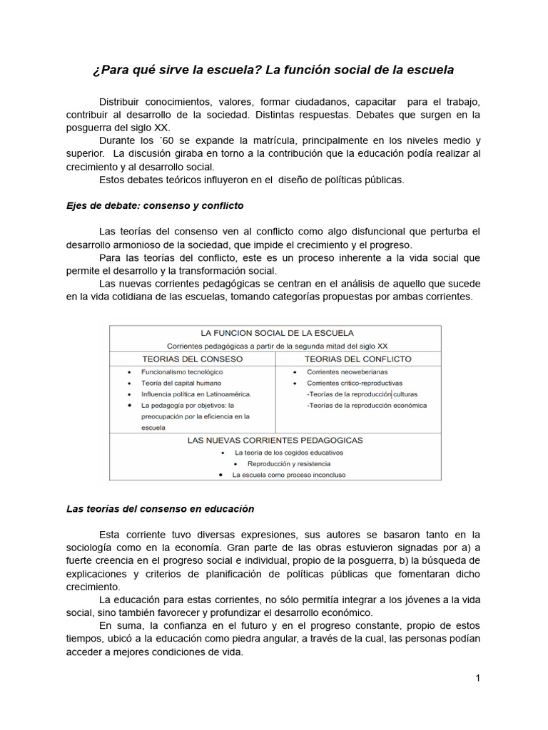 Clase4_La función social de la escuela | PDF | Plan de estudios | Escuelas