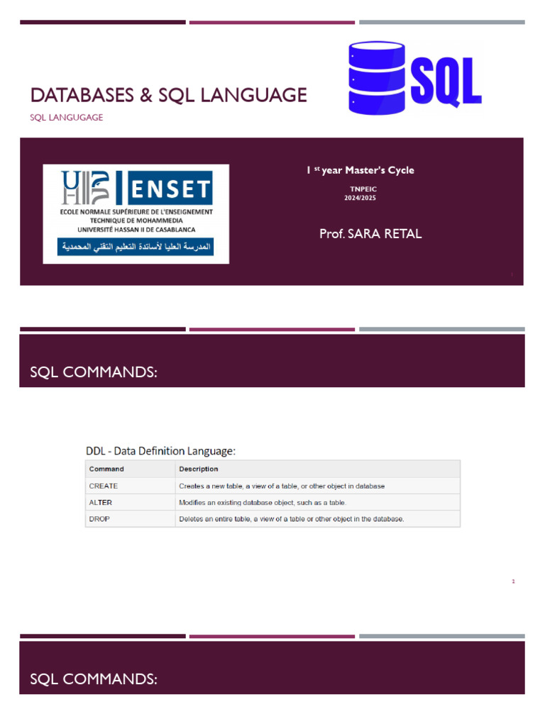 SQL Language Part 1 | PDF | Sql | Relational Database