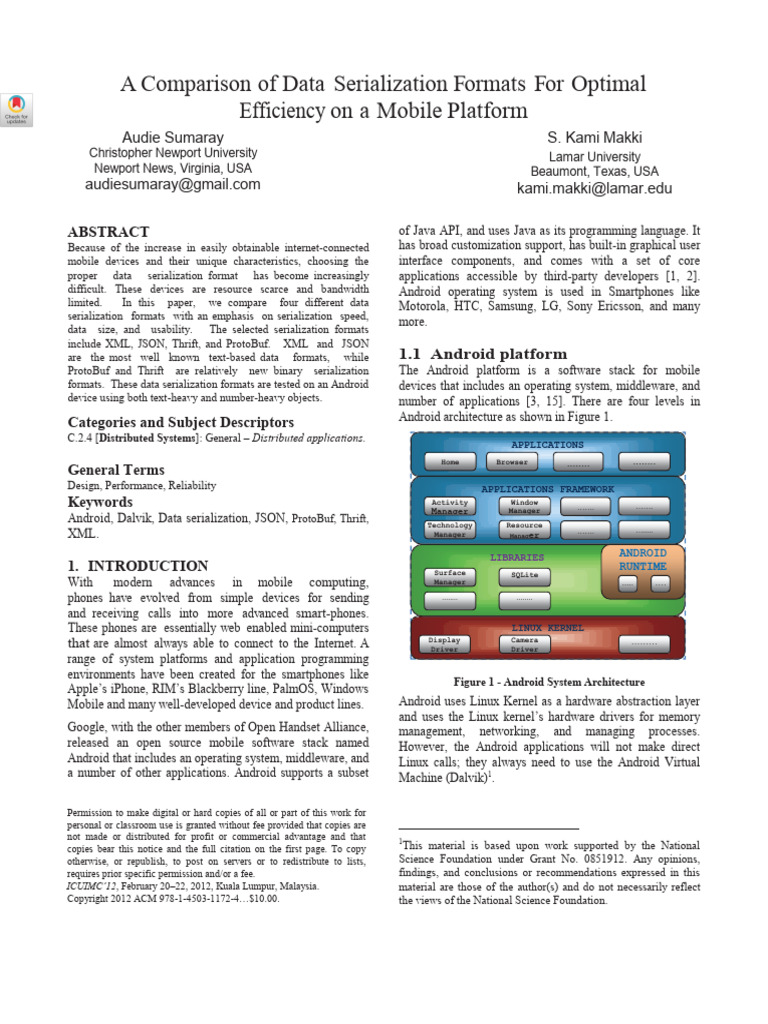A Comparison of Data Serialization Formats for Optimal | PDF | Json ...