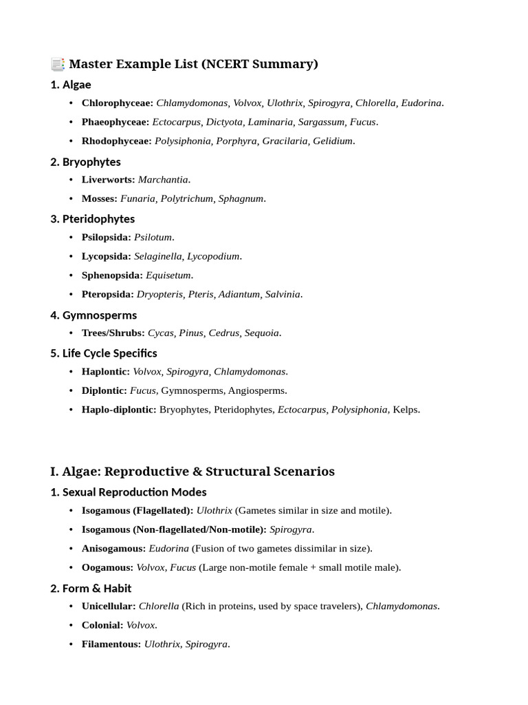Plant Kingdom All Examples | PDF | Leaf | Organisms