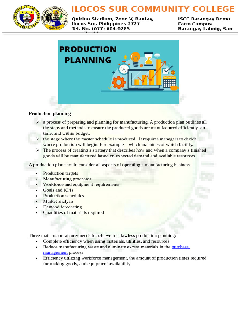 Production Planning | PDF | Lean Manufacturing | Forecasting