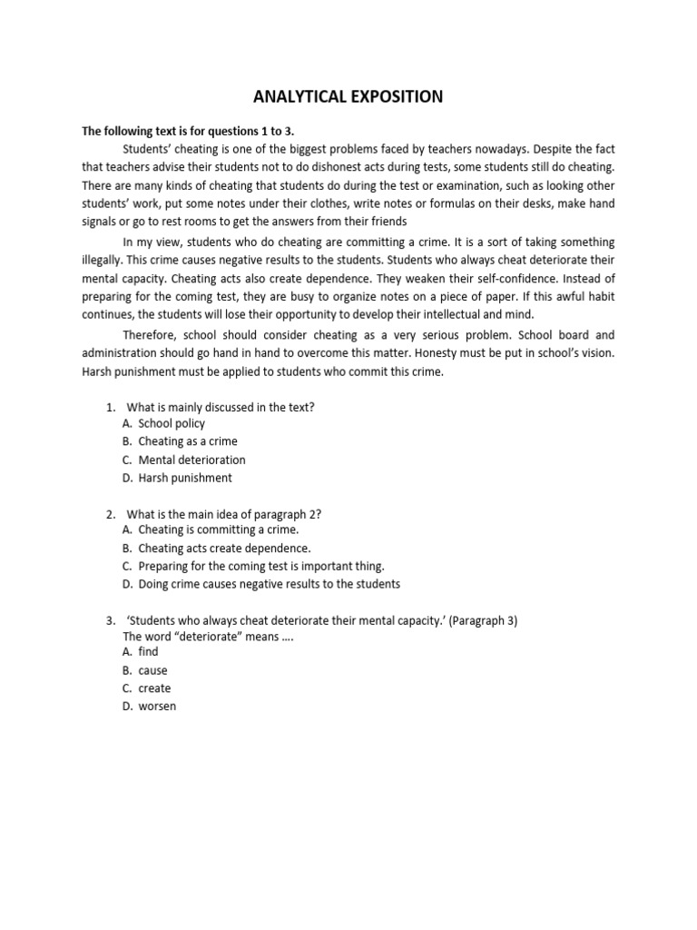 ANALYTICAL EXPOSITION | PDF | Homework | Teachers