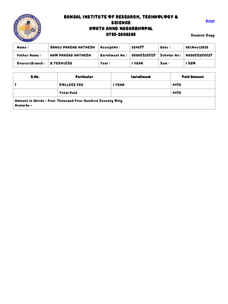 Student Registration Form _ | PDF