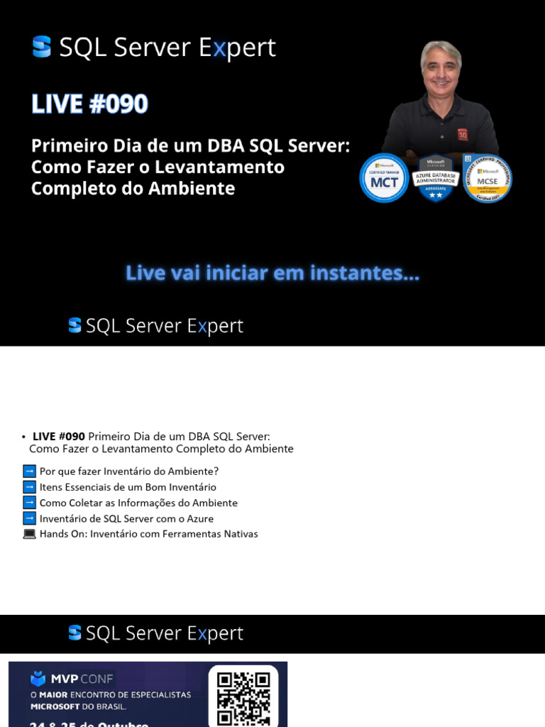 LIVE #090 - Primeiro Dia de Um DBA SQL Server | PDF | Microsoft SQL ...