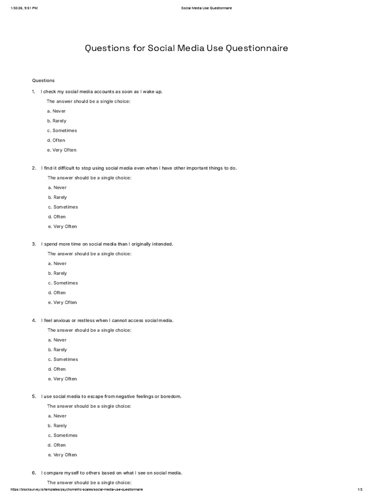 Social Media Use Questionnaire | PDF | Chess Theory | Chess