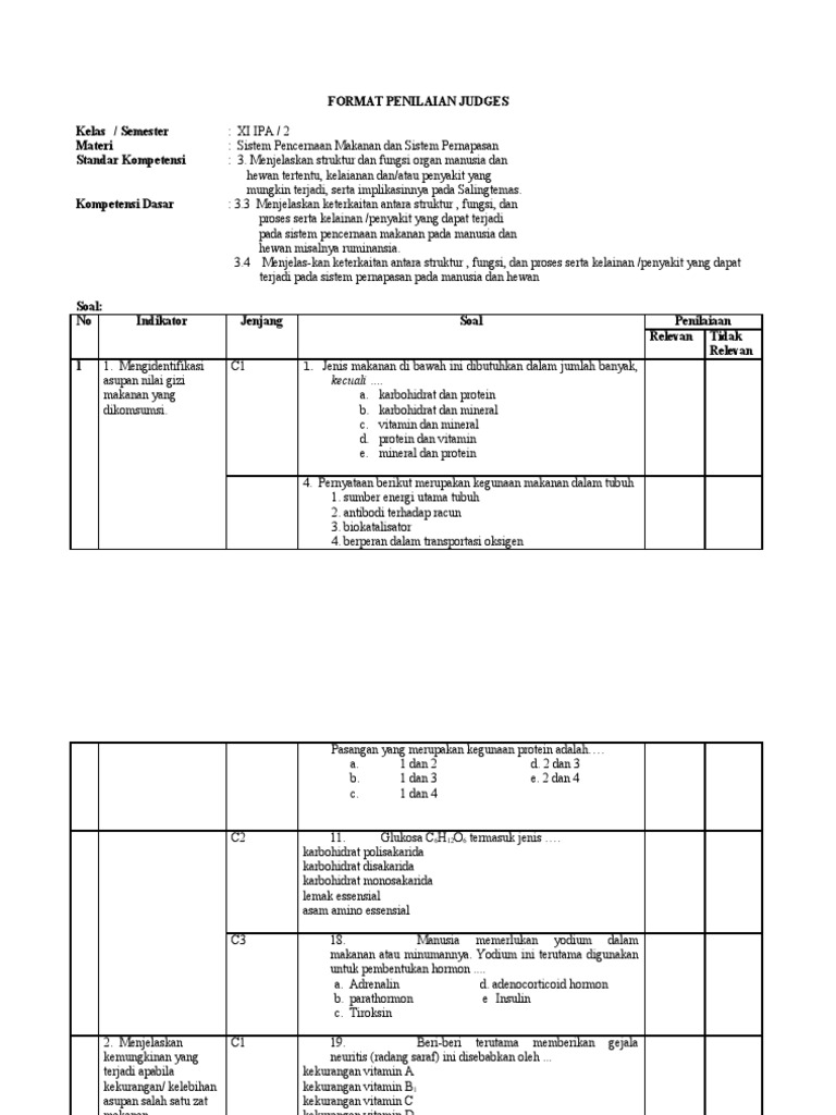 Instrumen Tes Pemahaman Konsep Biologi