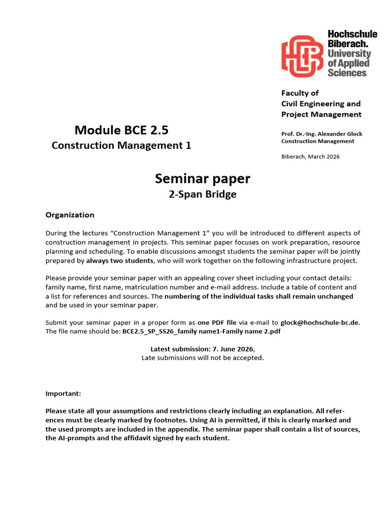BCE 2.5 CM1 Glock Seminar Paper SS2026 (1) | PDF | Bridge