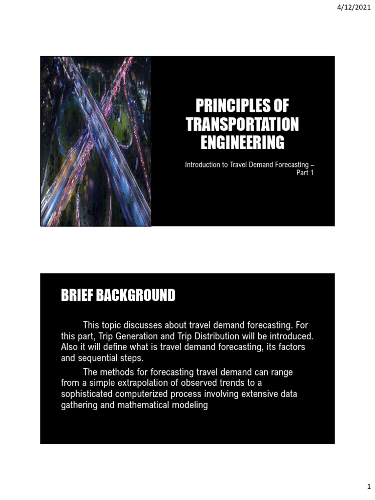 Topic 5 Introduction To Travel Demand Forecasting Part 1 | PDF ...