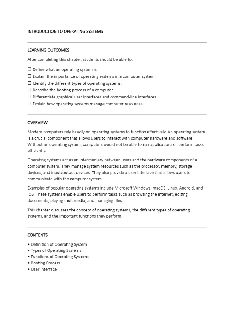 Introduction to Operating Systems Basics | PDF | Operating System ...