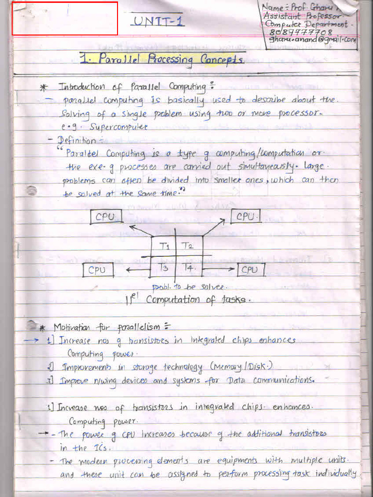 HPC Unit 1 Handwritten | PDF
