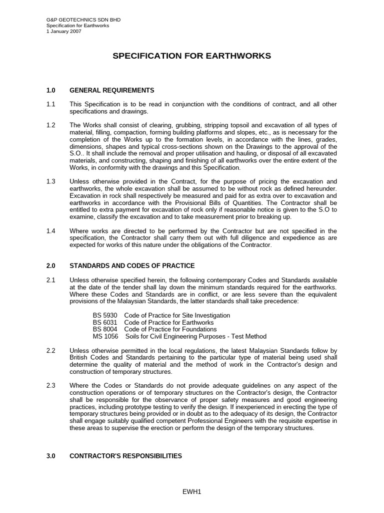 SP021-Specification for Earthworks | PDF | Specification (Technical ...