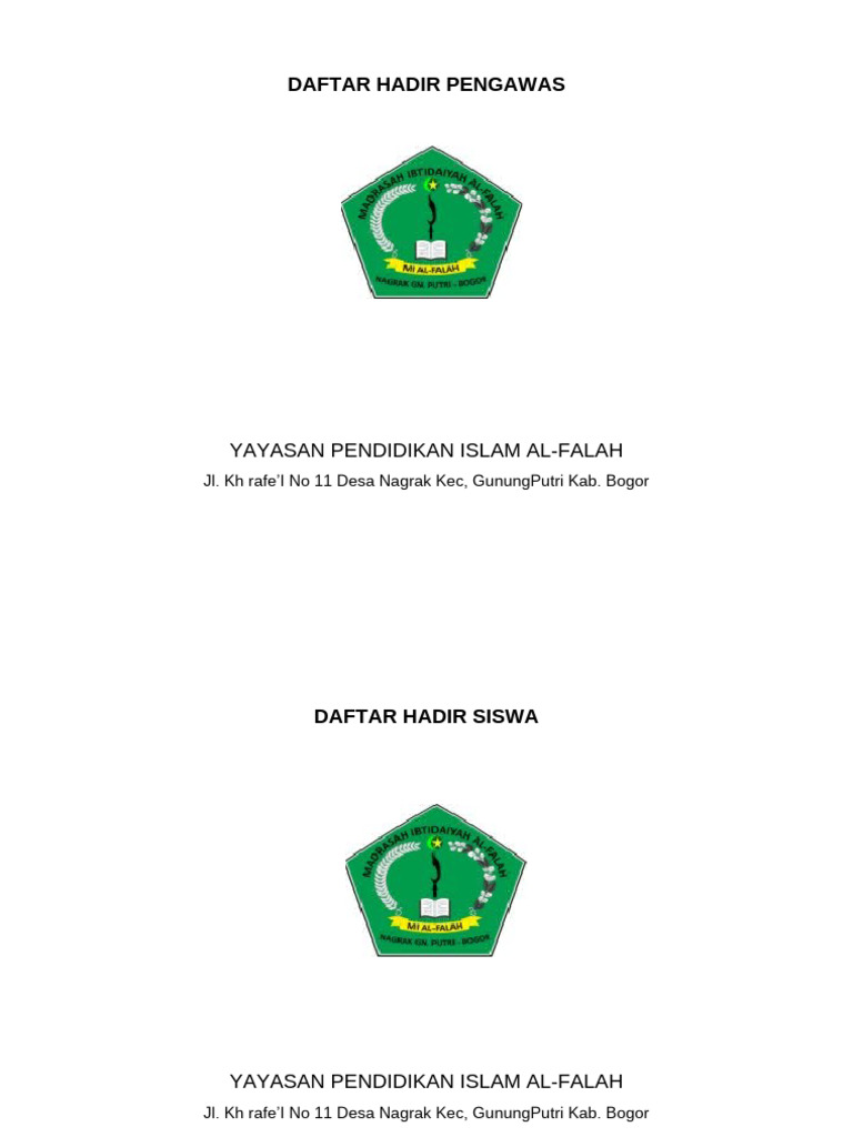 Daftar Hadir Pengawas | PDF