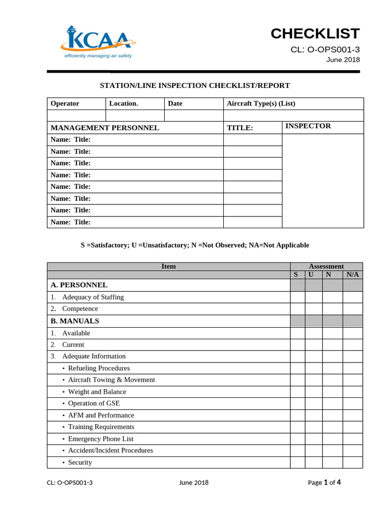 CL O-OPS001-3 Station Facility Inspection Checklist-Report | PDF ...