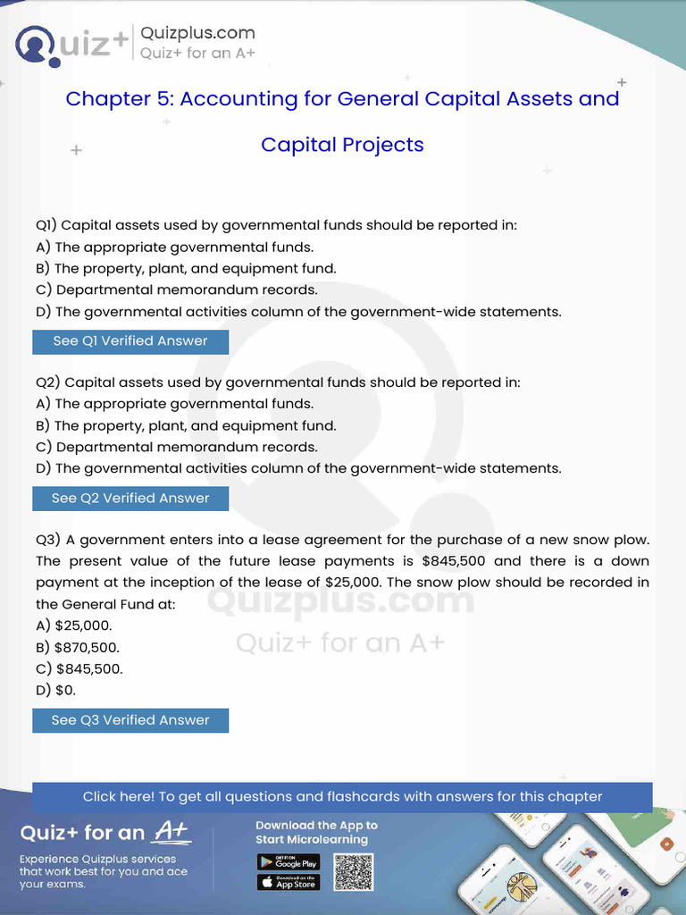 Capital Assets Used by Governmental Funds Should Be Reported In | PDF ...
