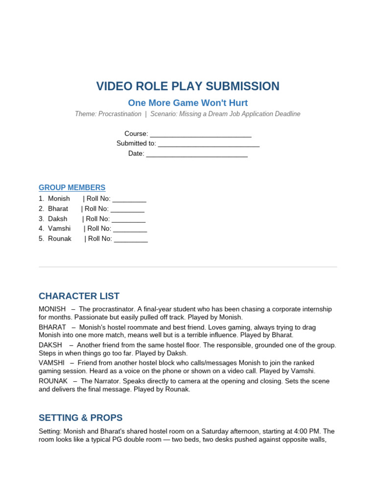 RolePlay Script Final | PDF