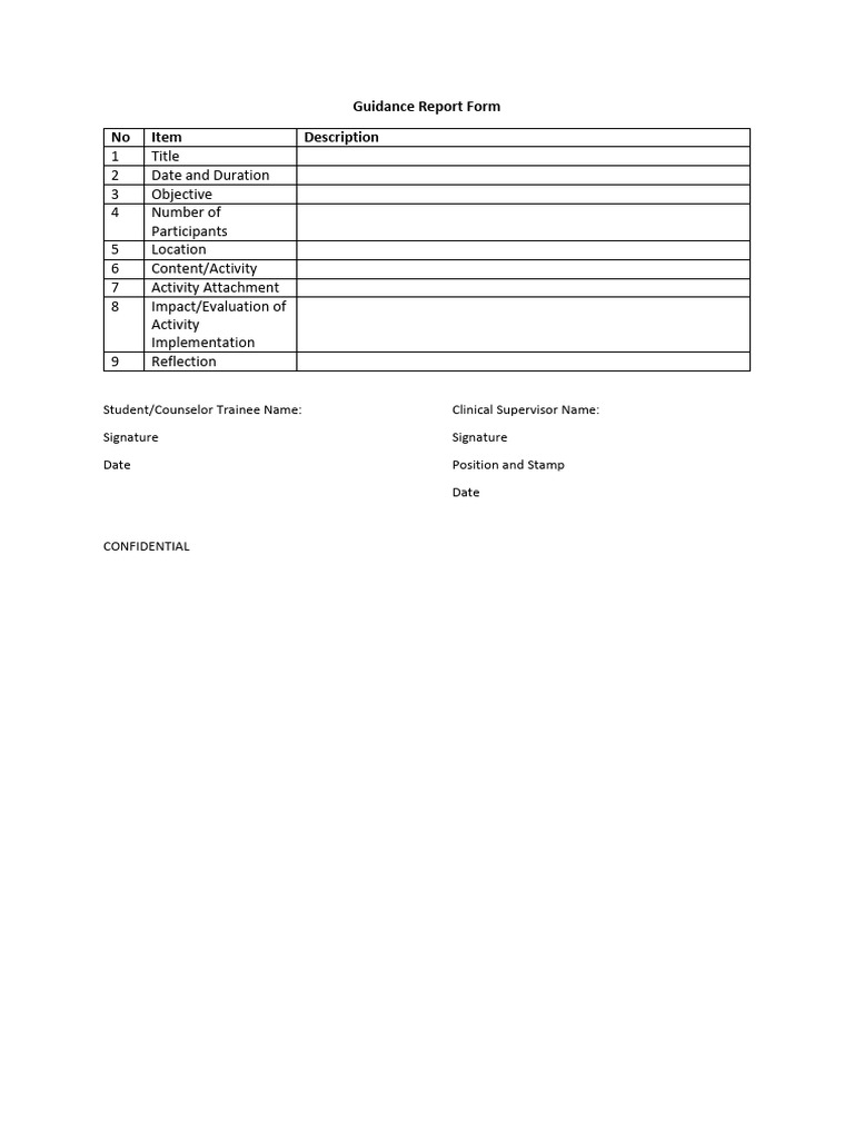 Guidance Report Form Sample - LKM | PDF