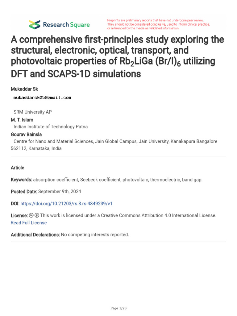 A Comprehensive First-principles Study Exploring t | PDF | Electrical ...