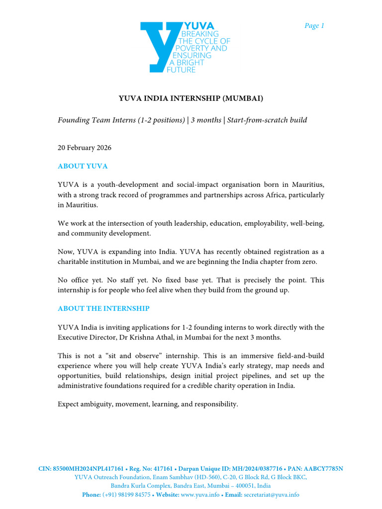 International Internship_Call for Applications | PDF