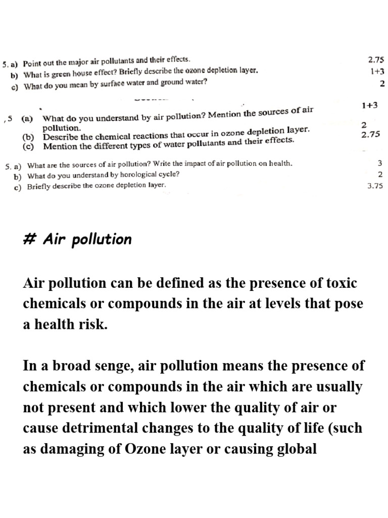 Air and Water Pollution - Chapter 5 | PDF | Ozone Depletion ...