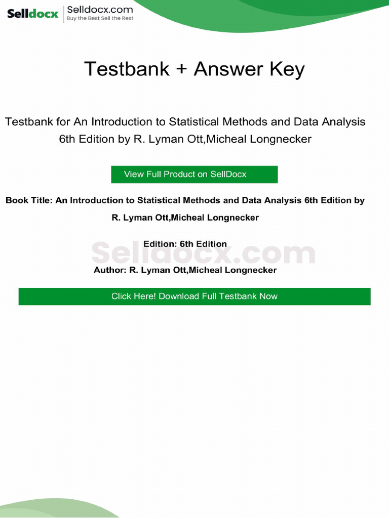 An Introduction to Statistical Methods and Data Analysis 6th Edition ...