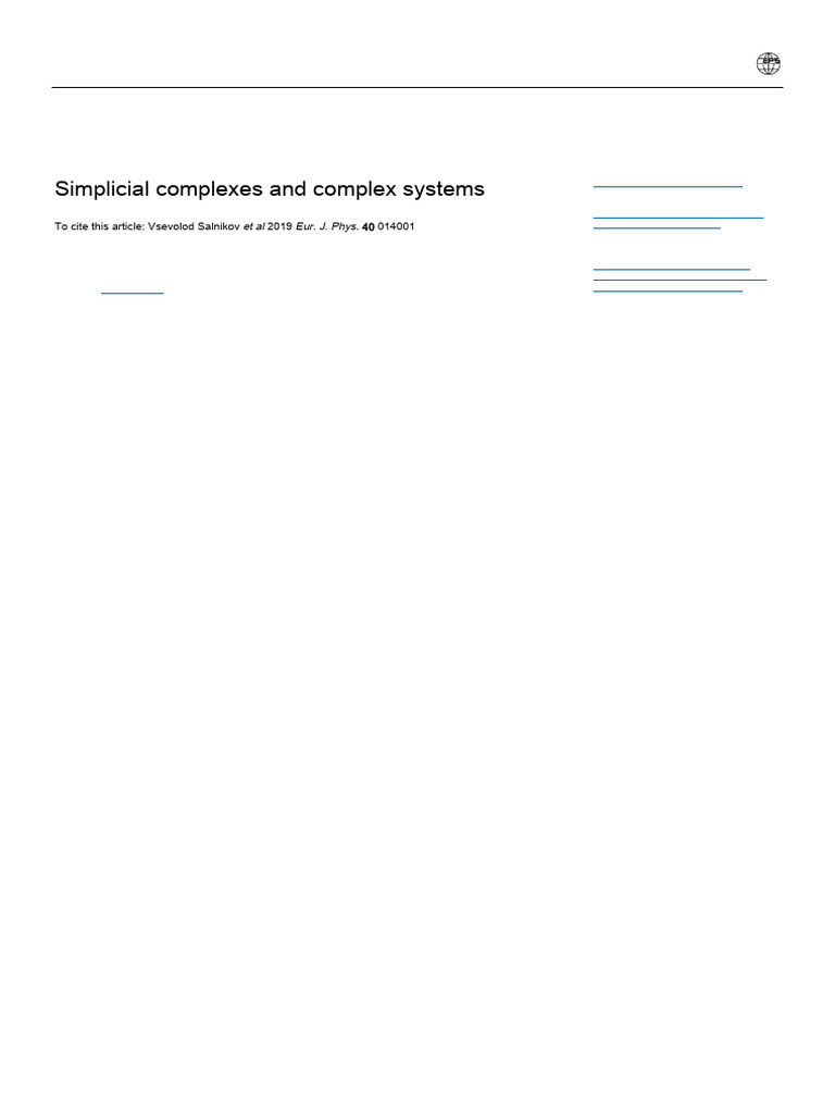 Simplicial Complexes and Complex Systems | PDF | Geometry | Mathematics