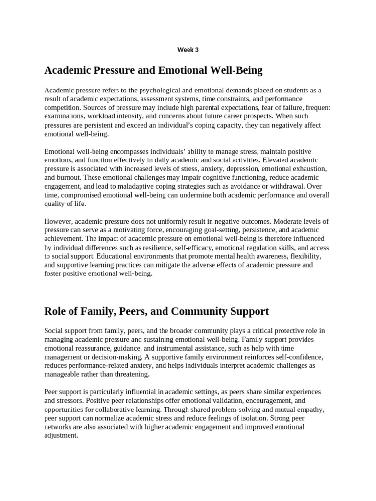Week 3- Academic Pressures and Mental Health | PDF | Mental Health ...