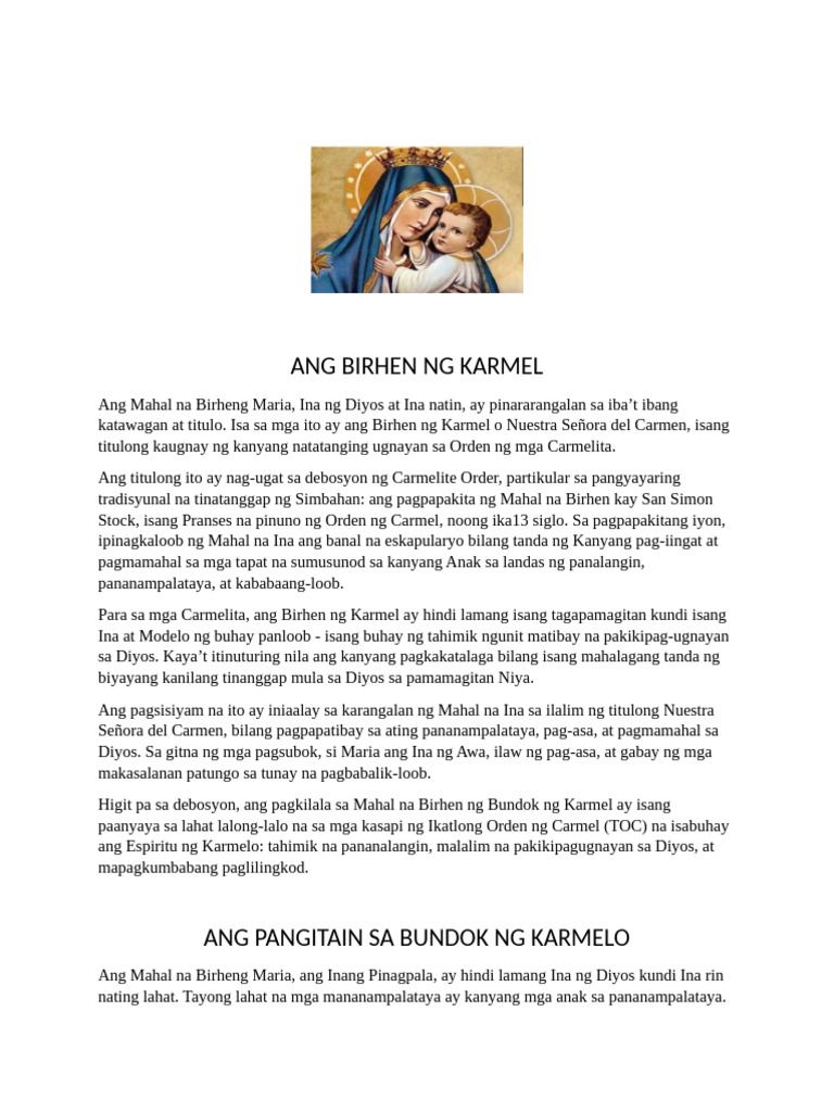 Ang Birhen Ng Karmel(2) | PDF