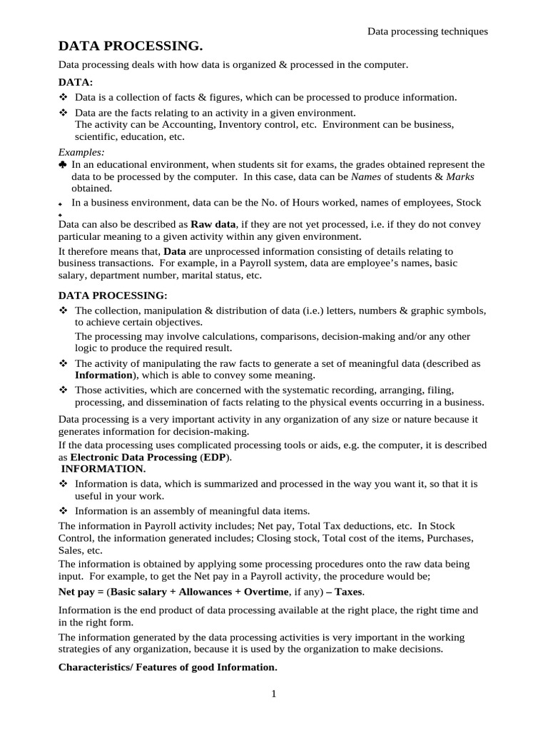 Data Processing | PDF