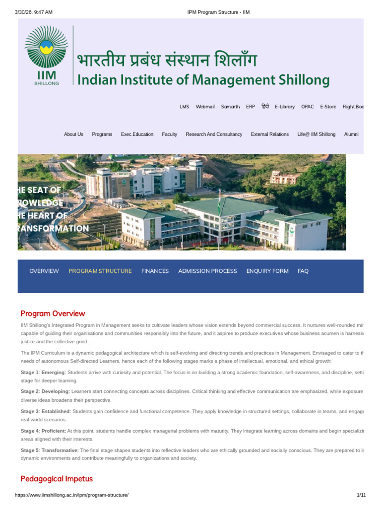 IPM Program Structure - IIM | PDF