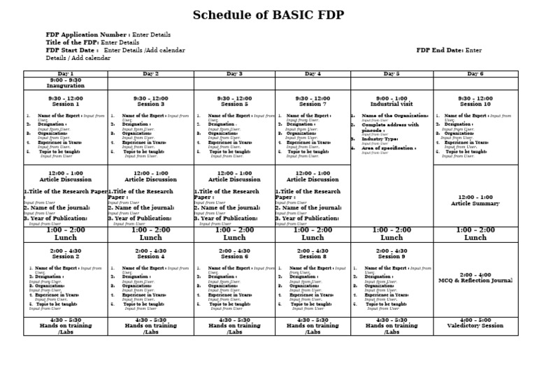 Basic Fdp Schedule | PDF | Chess Theory | Chess Openings