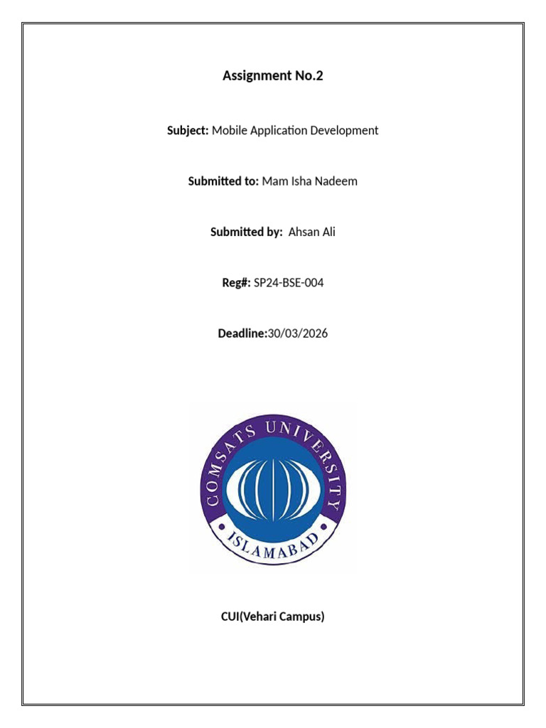 Assignment 2 MAD (Ahsan Ali SP24-BSE-004) | PDF