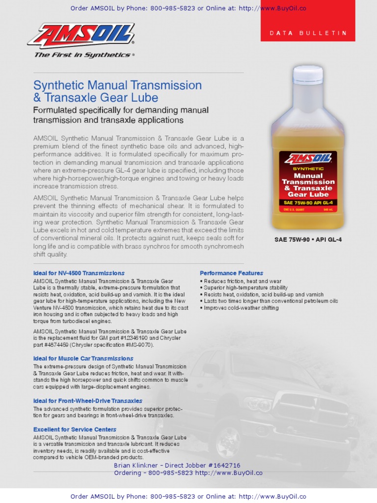 AMSOIL MTG Synthetic Manual Transmission & Transaxle Gear Lube GL4