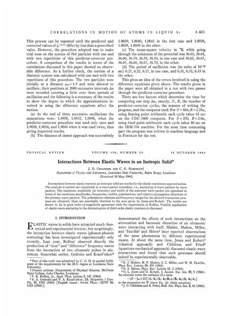 Interactions Between Elastic Waves in an Isotropic Solid | PDF | Waves ...