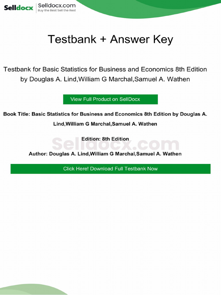 Basic Statistics for Business and Economics 8th Edition Solution Manual ...