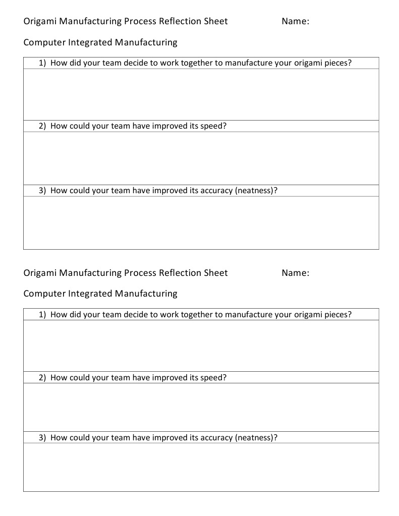 Origami Manufacturing Process Reflection Sheetname | PDF | Games ...