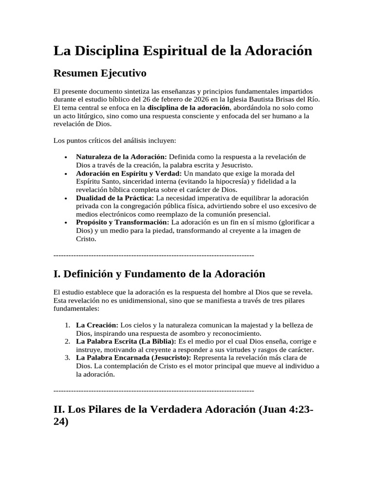 La Disciplina Espiritual de La Adoración | PDF