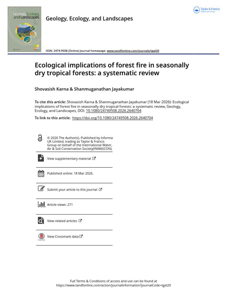 Ecological Implications of Forest Fire in Seasonally Dry Tropical ...